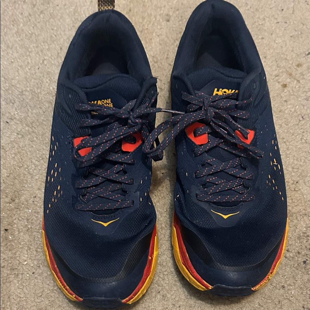 Hoka Men's Blue and Yellow Athletic Shoes